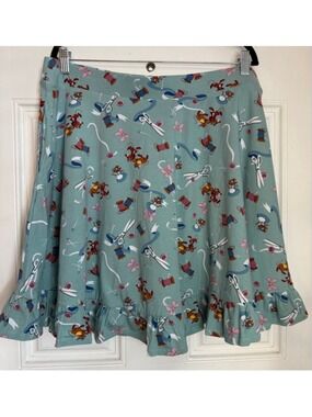 Women's RARE Hot Topic Light Blue Cinderella Mice Skater Skirt Plus Size 2X